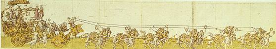 Der große Triumphwagen für Kaiser Maximilian I., 1518, Zeichnung & Entwurf, Wien